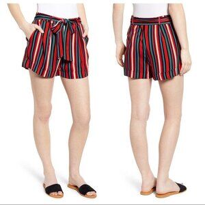 Noisy May Women's Size XS Melissa Multicolor Stripe Belted Shorts
